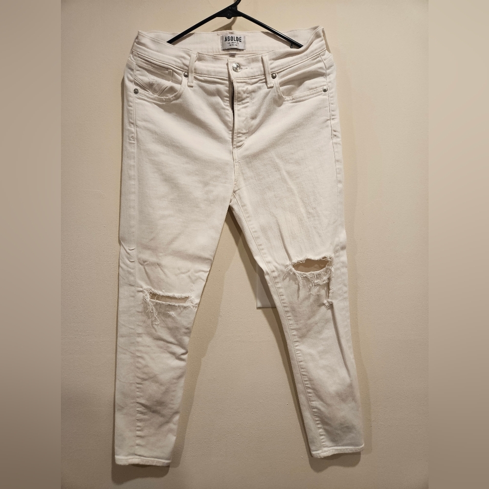 Agolde Women's White Distressed Skinny Jeans Size 28